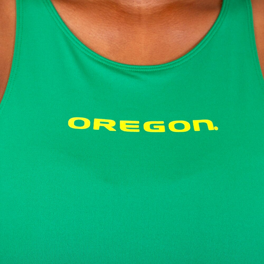Ducks Spirit, Zoozatz, Green, Sleeveless, Women, First Down, Cropped, Tank, Shirt, 954311